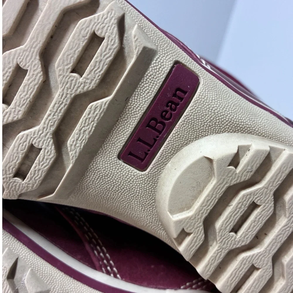 LL Bean Storm Chaser Boots Burgundy Leather Lace Up Duck Boots Womens 7.5